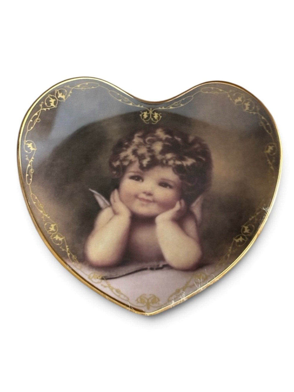 Tender Reflections Heart-Shaped Cherub Decorative Trinket Dish Numbered Series